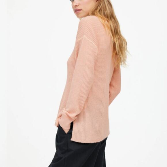 Madewell Sweater Womens Ribbed Alpaca-Blend Crewneck‎ Black Oversized M NEW - Picture 9 of 10